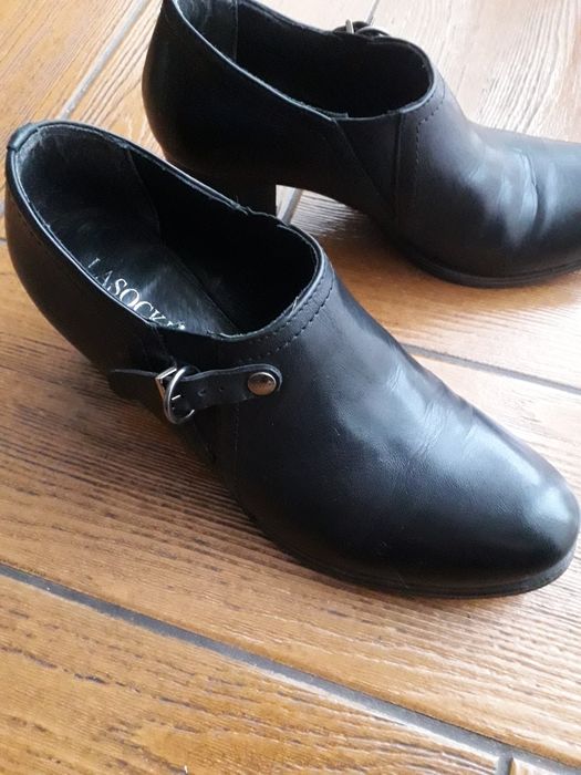 Butki Lasocki czarne skórkowe