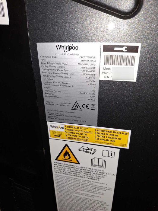 Ar condicionado portatil Whirlpool  PACF212HP B
