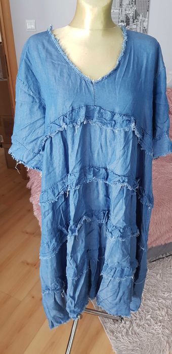 Nowa boho asymetryczna sukienka oversize a'la jeansowa