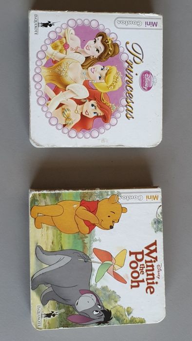2 livros de bolso para criança: "Princesas" e "Winnie the Pooh"