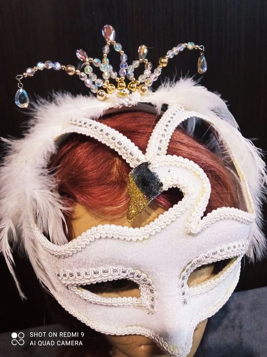 Маска, розовая кошка, белый лебедь, , карнавал, косплей