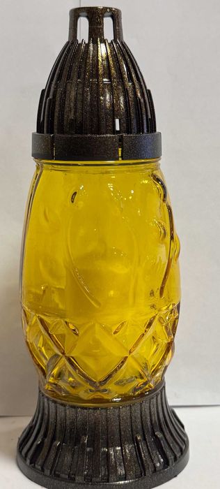 Znicz szklany Wielkanoc jajko żółty ok 21,5cm