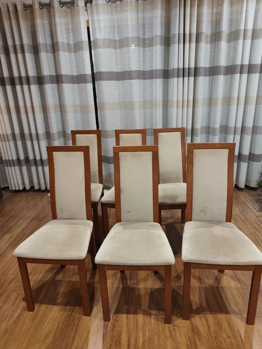 Conjunto de 6 Cadeiras de Sala em Madeira de Cerejeira (Estofadas)