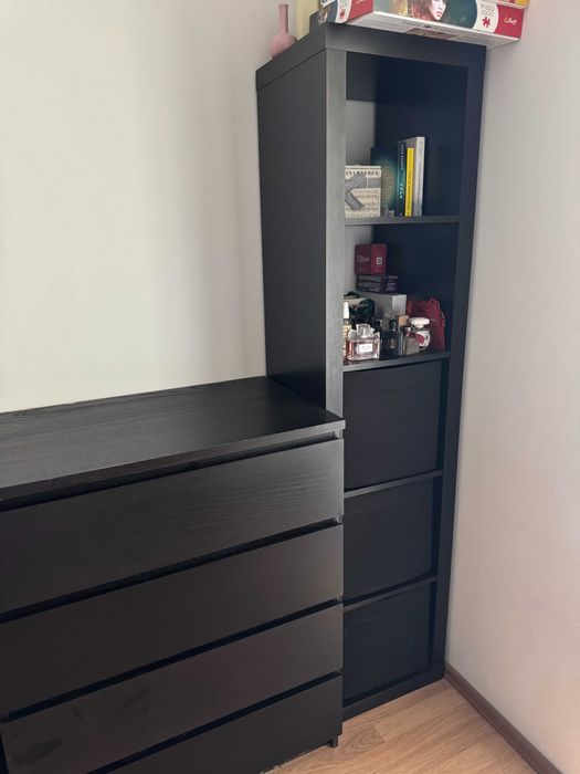 regały słupeki ikea 5 półek czarny billy malm