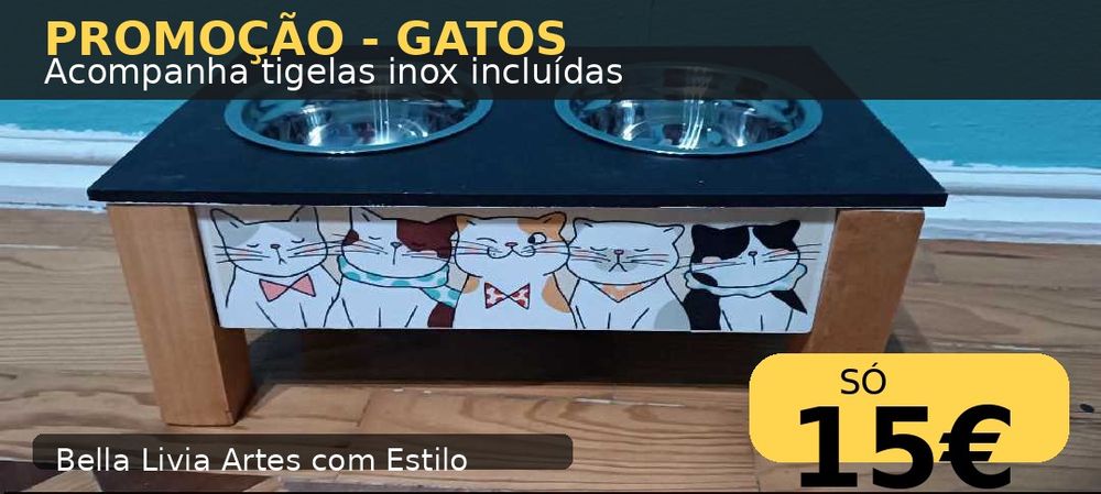 Comedouros em madeira para cães e gatos