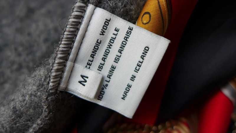 ISLANDZKI SWETER długi kardigan S 36 / M 38 wełniana podpinka narzutka