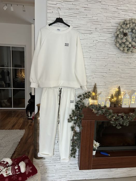 Komplet dresowy S M L XL biały dres masełko wiosenny dresy damskie