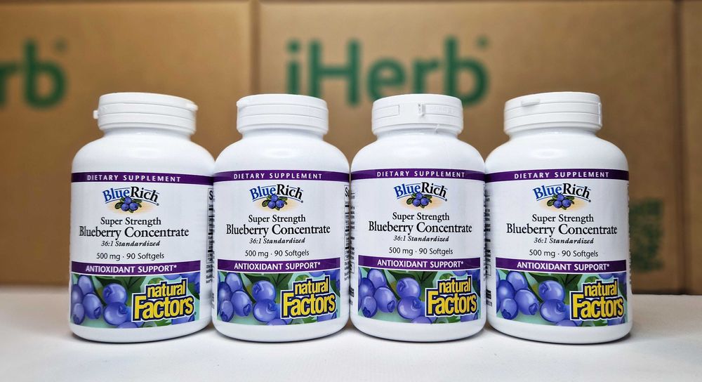 Концентрат лохини BlueRich Natural Factors, 90шт. Blueberry, голубика