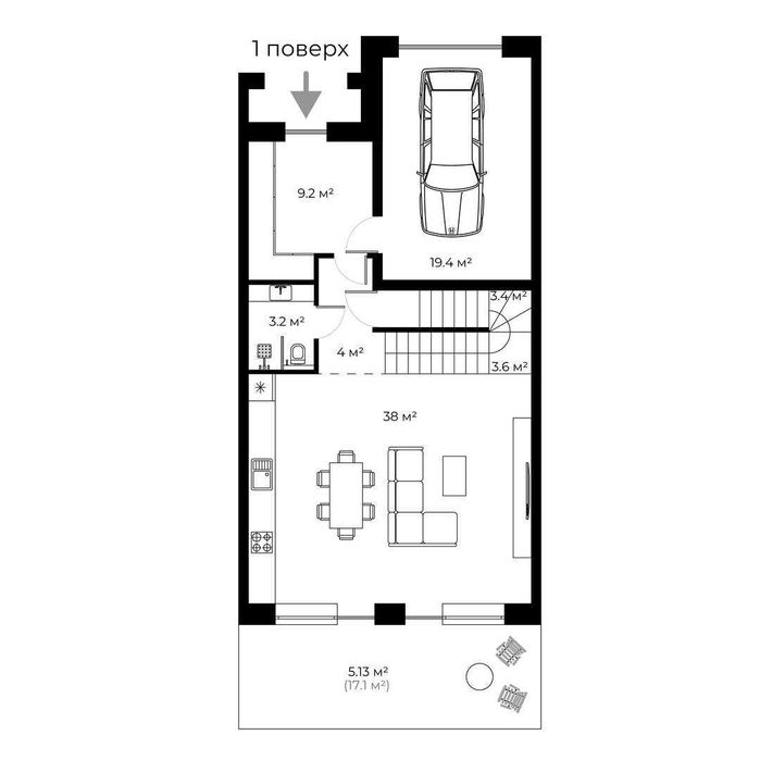 Таунхаус 170.2 м² з ділянкою у ТХ “СЛОВ’ЯНСЬКІ”, Минай - SL 7