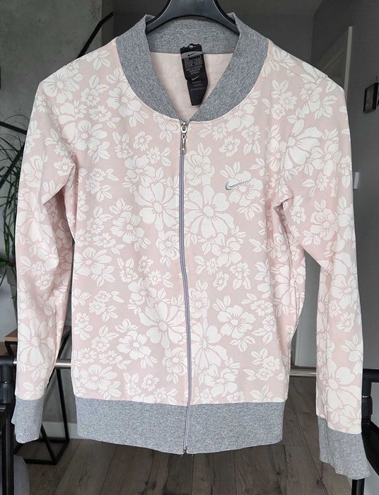 Jasnoróżowa różowa bluza na suwak kwiaty 38 M NIKE