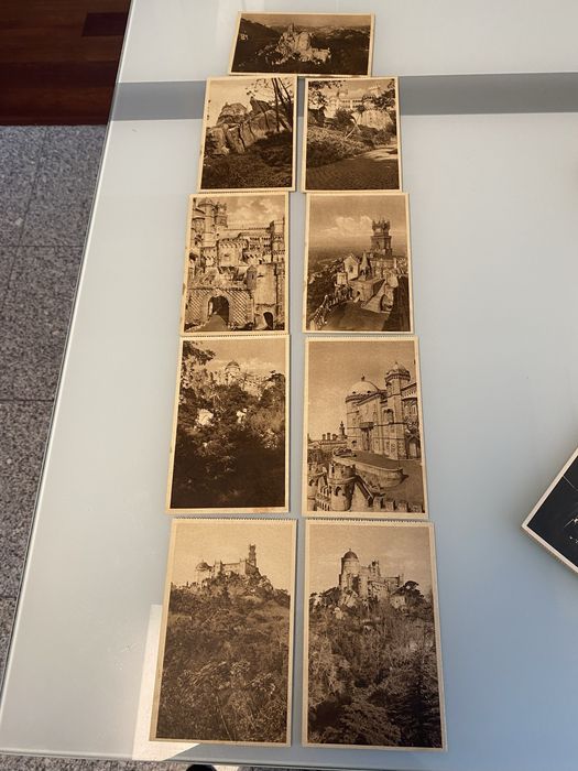 Lote de 9 postais antigos em sepia - Palacio da Pena