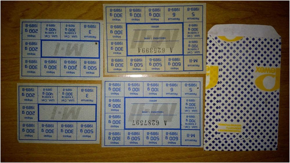 100% Oryginalne Kartki Na Mięso PRL Reglamentacja Towarów 1989 WYSYŁKA