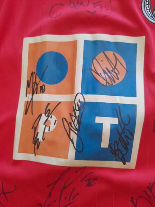 Camisola oficial do Benfica, epoca2006/7, autografada por Luisão, Nuno Gomes, Léo, Quim, katsouranis, Simão Sabrosa, etc.