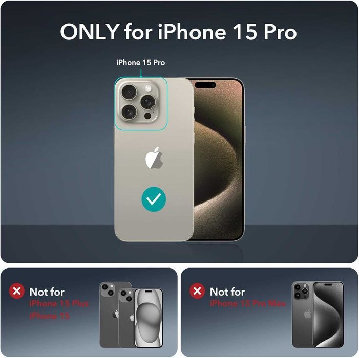 ESR Armor Halolock MagSafe etui 360 do iPhone 15 Pro 1x szkło aparat