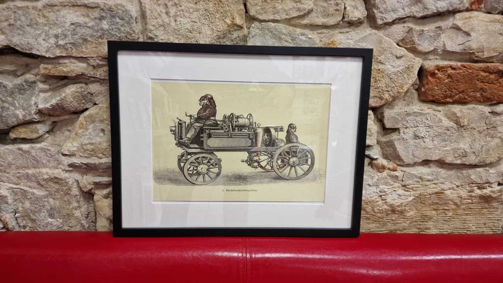 Obraz STRAŻ POŻARNA Wóz antyk strażacki Sikawka Starodruk Strażacy