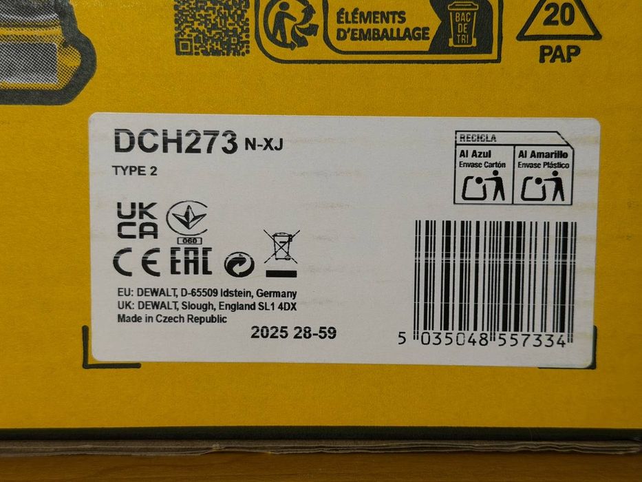 Dewalt dch273 перфоратор 2.3дж.