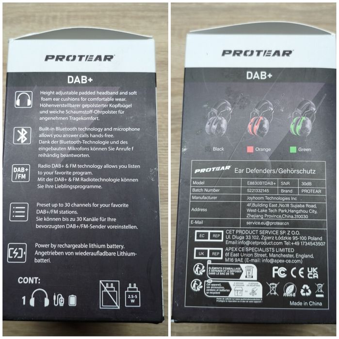 Тактичні захисні навушники PROTEAR E8830BTDAB+ з Bluetooth, DAB+/FM радіо
