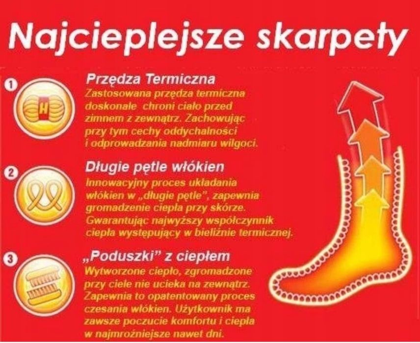 Skarpety MEGA THERMO termiczne zimowe najcieplejsze -25C BEZUCIS 39-42