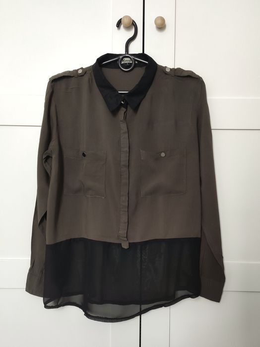 Koszula w kolorze khaki na długi rękaw