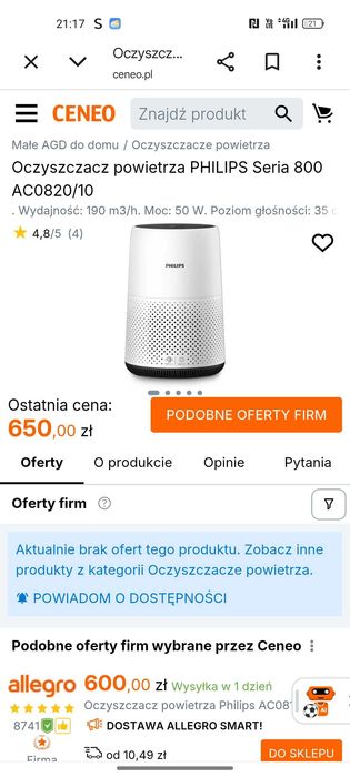 Oczyszczacz powietrza Philips
