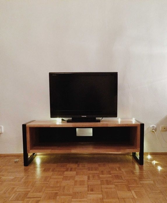 Dębowa szafka RTV pod telewizor industrialna loft metal drewno 100x40