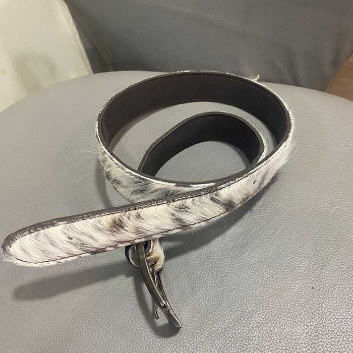 Cowhide hair on leather handmade belt for men and Women.