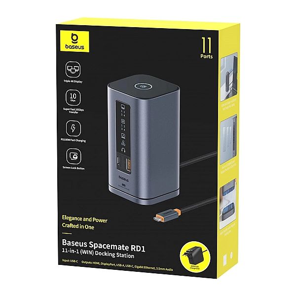 Stacja dokująca Baseus Spacemate RD1 hub 11w1 USB-C - 2xHDMI 4K(at)60H