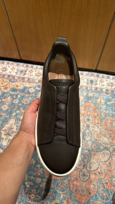 Tenis Zegna Triple Stitch Second Slin 43eu marrom