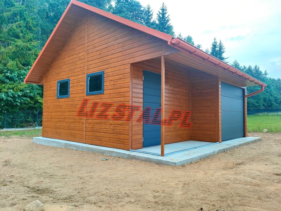 Garaż 6×6 m – brama segmentowa, wypusty, podbitka, profile ocynkowane - Widok 3
