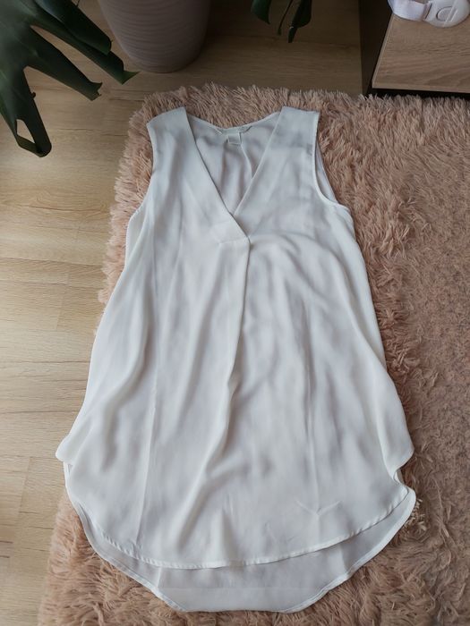 Biała luźna bluzka damska bez rękawów r. S H&M