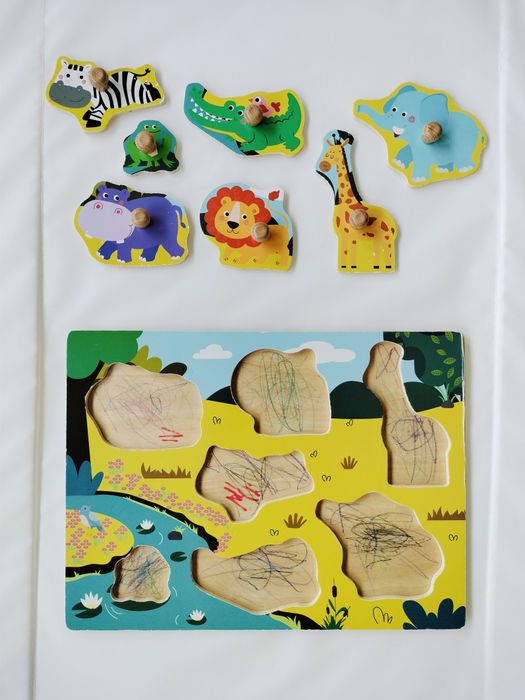 Puzzle Djeco + puzzle encaixe animais +18M