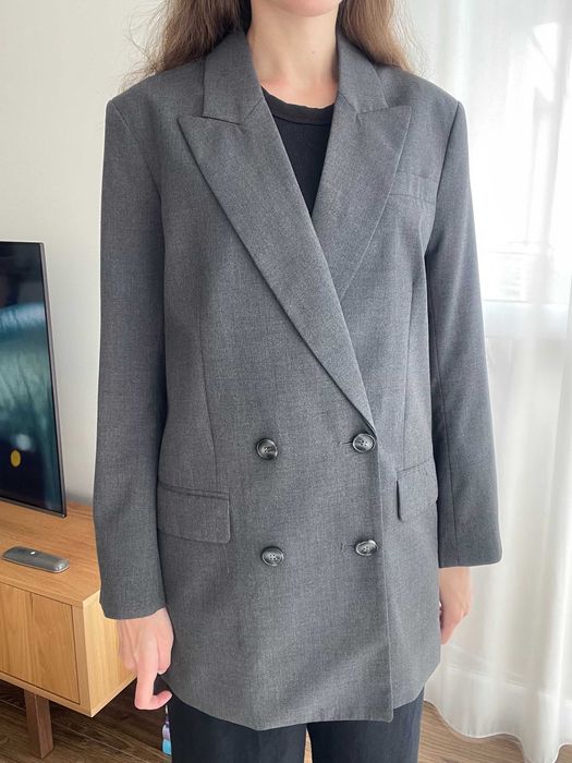 Сірий оверсайз піджак h&m