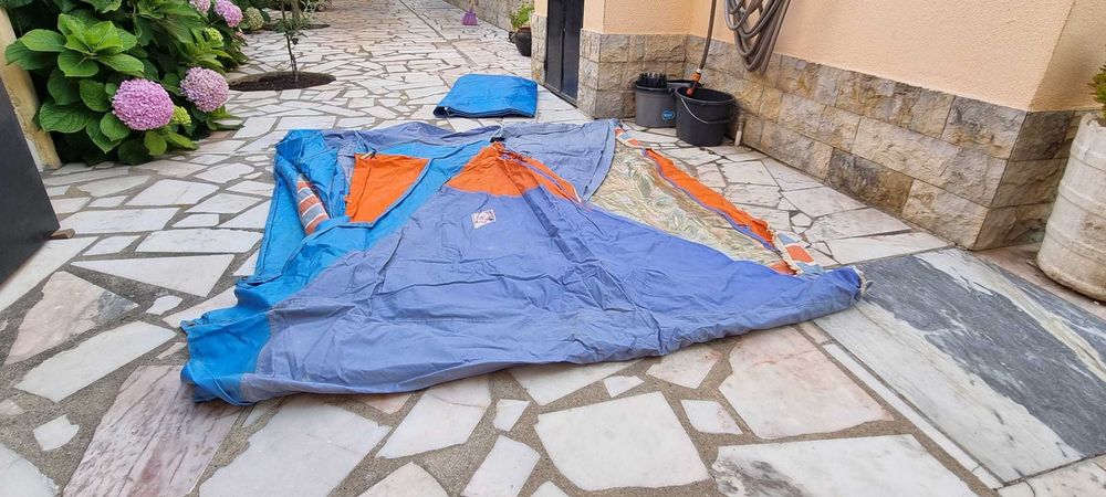 Tenda de Campismo Familiar - Antiga - 2 Quartos + Cozinha + Avançado - com acessórios