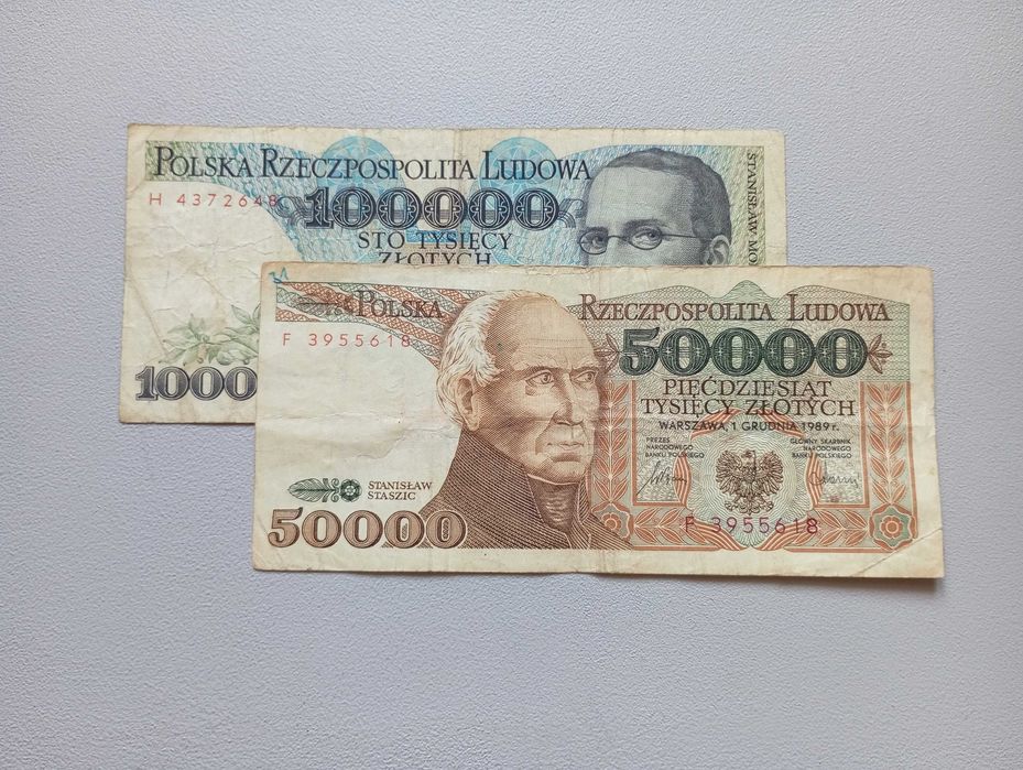 Banknot PRL 50000 i 100000 zł