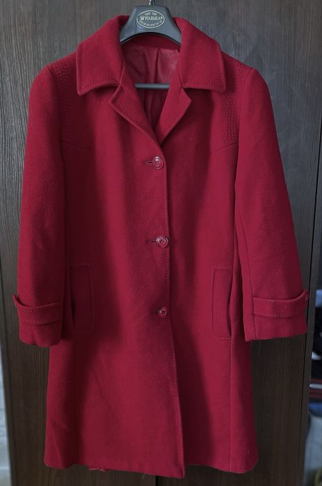 Płaszcz czerwony wełna 42 vintage
