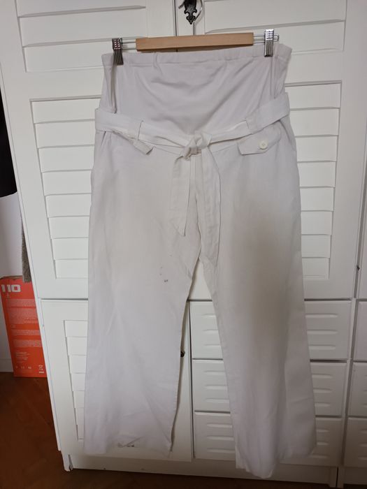 Spodnie ciążowe białe bawełna
