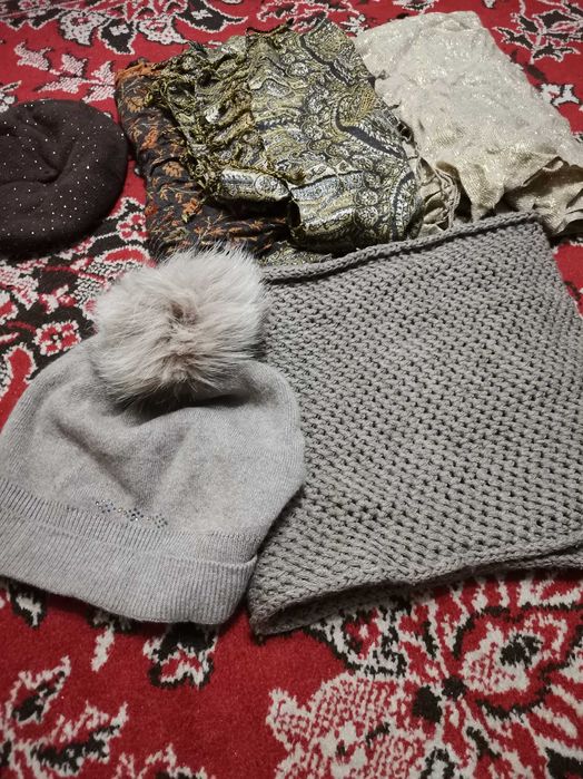 Набор берет и платок шифоновый шарф  шапка хомут кепка шерсть