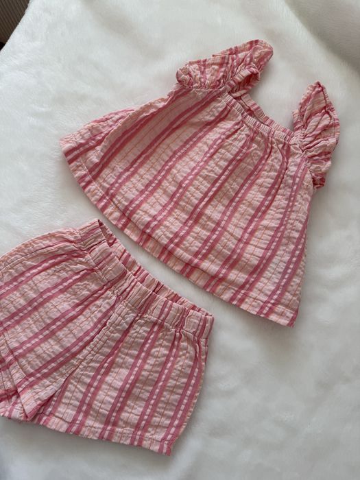 Różowy komplet h&m 68 bluzka i spodenki