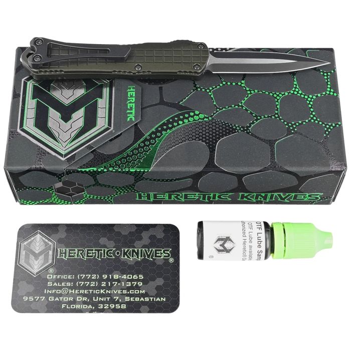 Nóż automatyczny OTF Heretic Manticore S D/E Green Frag Aluminium,