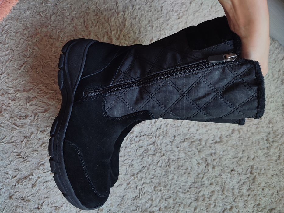 Чёрные стёганые зимние ботинки сапоги Land's End. Стелька 24 см.