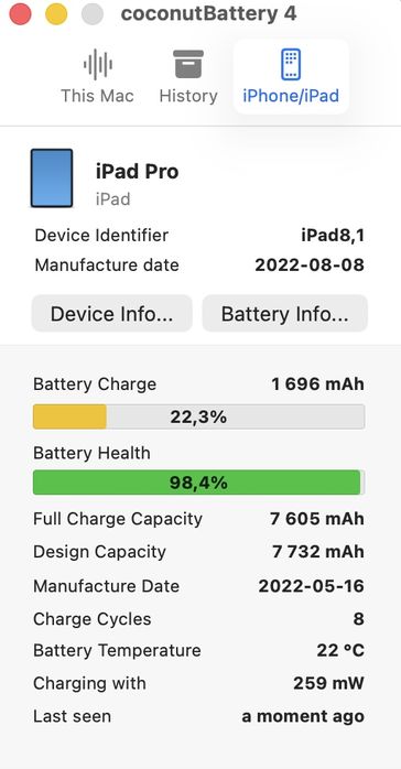 8 циклів Apple iPad Pro 11 2018 64GB WiFi Space Gray планшет