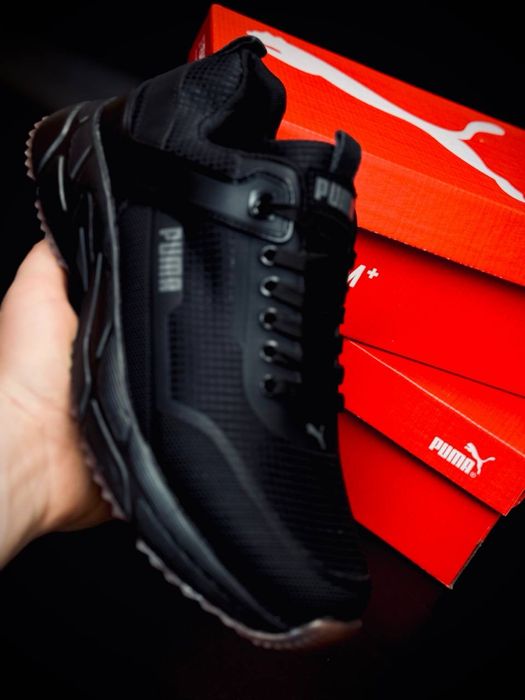 Крассовки Пума кожаные / черные кроссовки Puma демисезон /мужские Puma