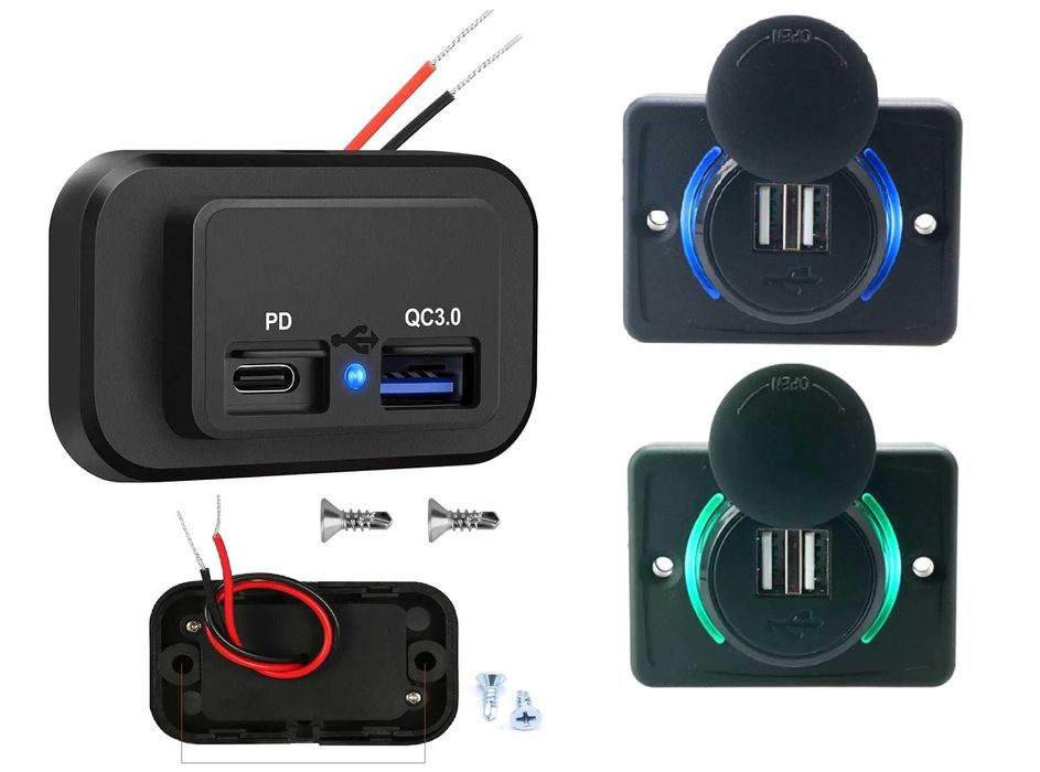 USB зарядка Накладна панель юсб розетка від 12-24v