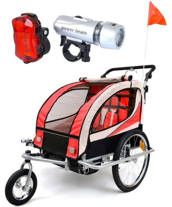 Przyczepka rowerowa z amortyzatorem 3w1  2-osobowa + JOGGER