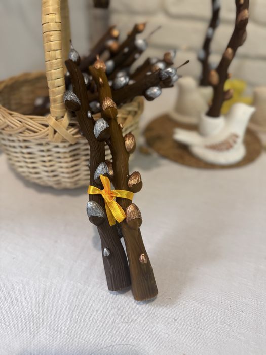 Воскова Свічка верба , підсвічник пташка Набір 200+150 грн