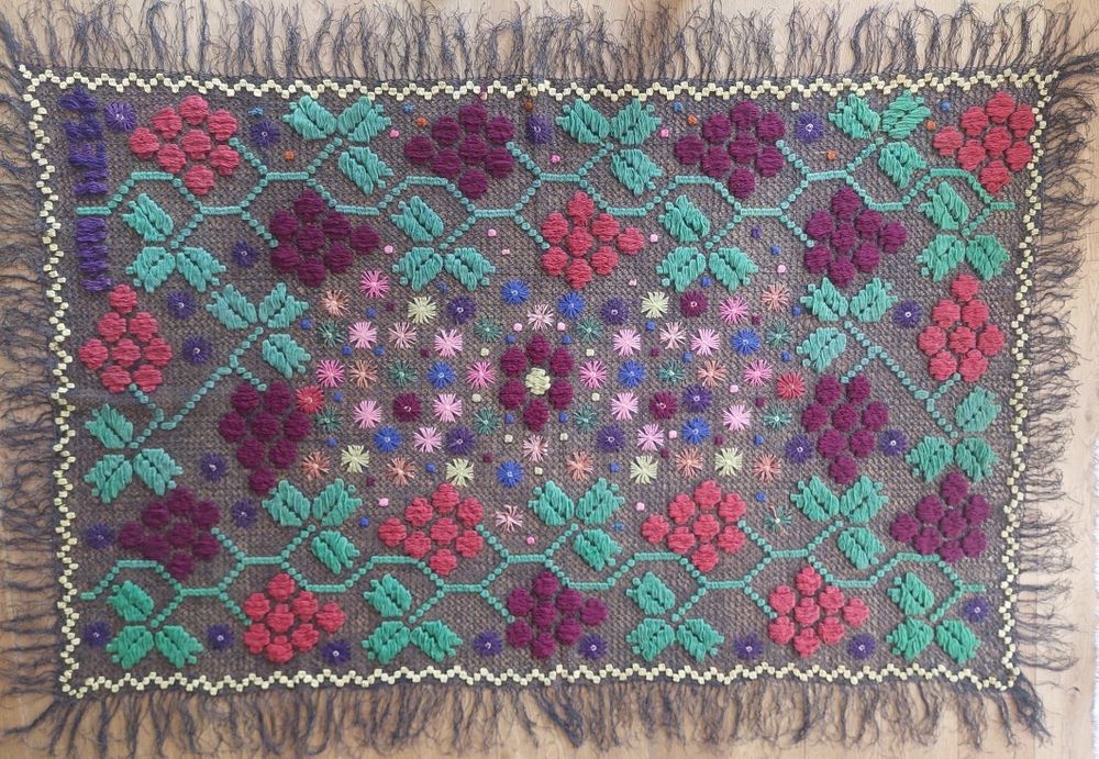 Stara przedwojenna narzuta/kapa/ kilim siatkowa z Podlasia
