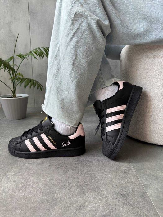 !SALE! Adidas Superstar Smile Black/Pink 36 37 38 39 40 41