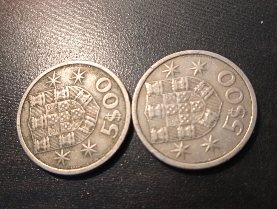 2  moedas de 5 escudos		1964 e 1967