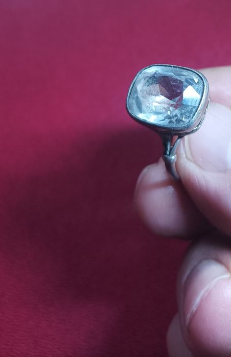Винтажные кольцо серебро 875, камень горный хрусталь