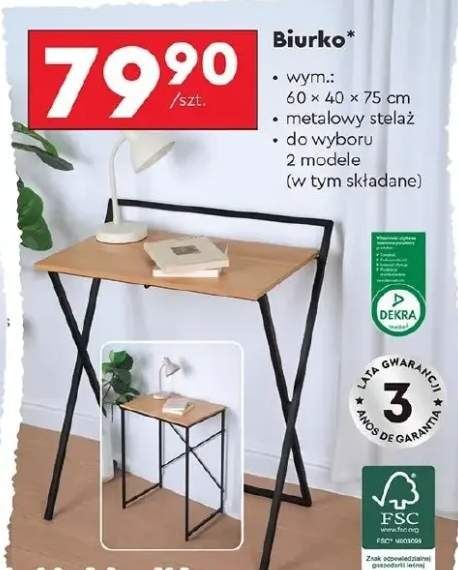 Składane biurko z białą ramą